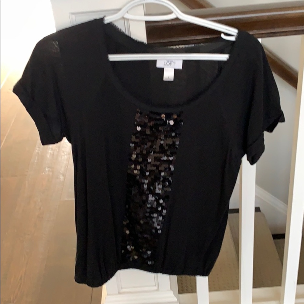 Black Loft top with sequin design